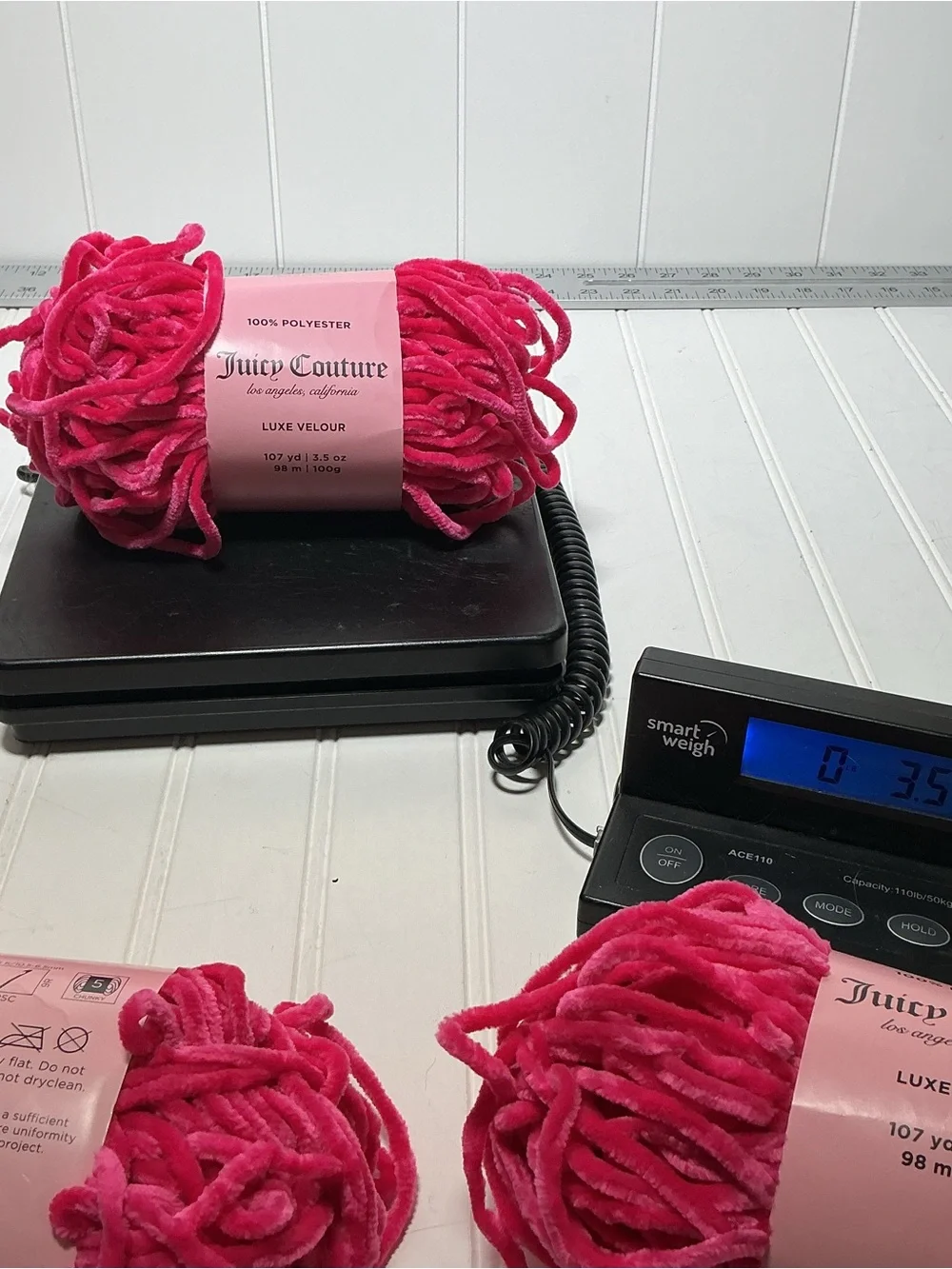 Lot of 3-  Juicy Couture Luxe Velour Yarn Free Love Size 5- Chunky Full Skeins
